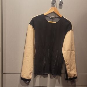 Zara Black and Beige Long Sleeve Top